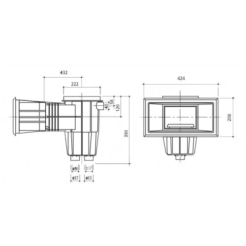 Szkimmer betonos WIDE 6/4”BM / D50