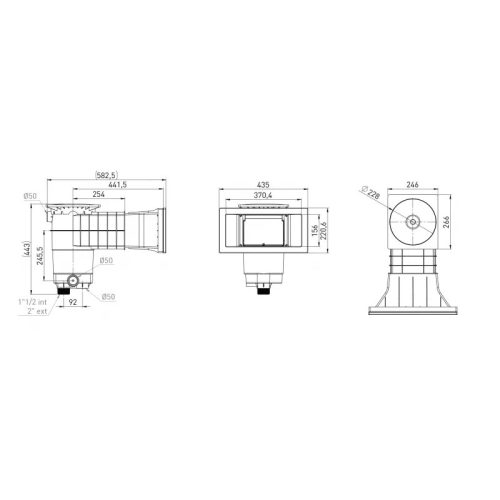 Design Szkimmer betonos/fóliás A400 szürke 6/4"BM / 2"KM / D50