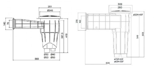 Szkimmer Aquamax túlfolyós, betonos