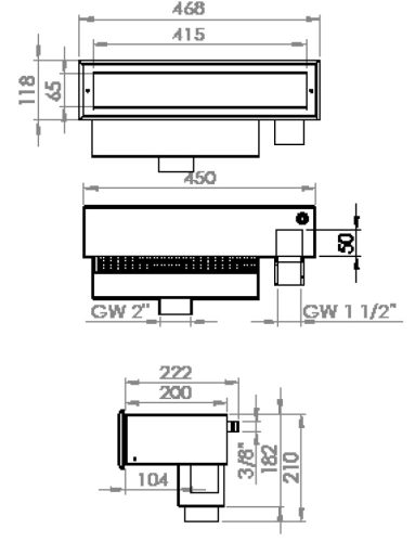 SZKIMMER INOX BETONOS -SLIM 450- AISI 316 KM2"