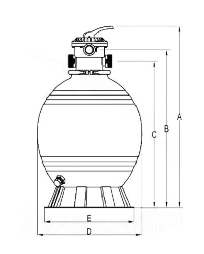 BASIC Ø450MM 8M3/H TOP 1 1/2" szűrőtartály