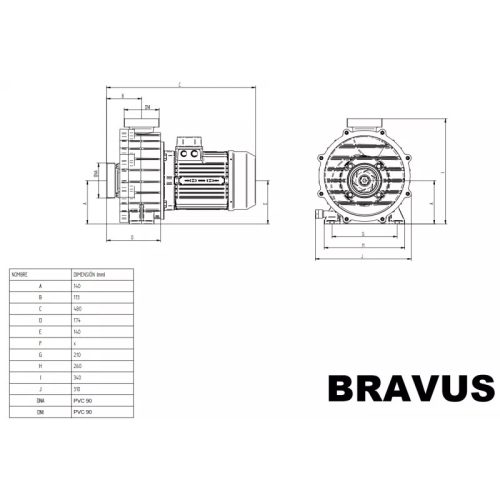 IE3 BRAVUS 300 52M3/H H=10M 3,0HP 230/400V