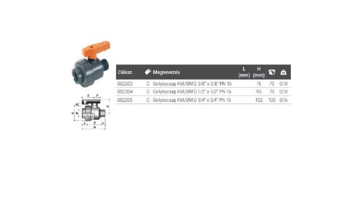 GOLYÓSCSAP KM/BM D 1/2" X 1/2" PN 16