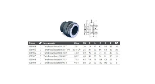 TARTÁLY CSATLAKOZÓ D 50-2"