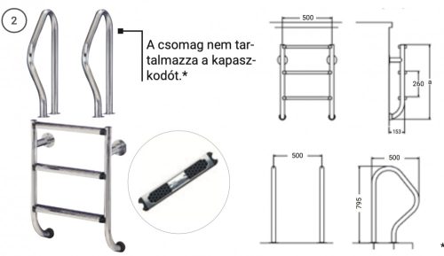 LÉTRA, OSZTOTT AISI316 LÉTRA, OSZTOTT 4 FOKOS AISI316