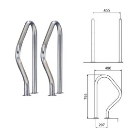 KORLÁT AISI316 778 X 440MM AISI316 - 1 PÁR