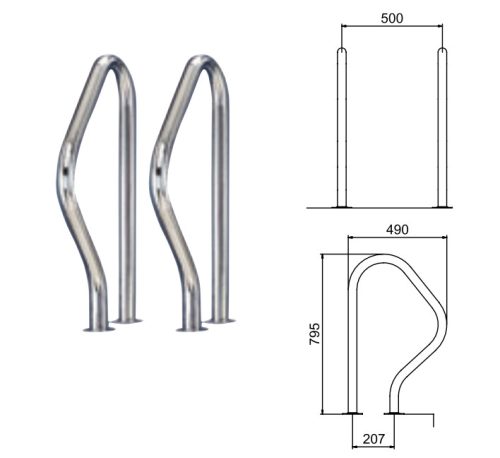 KORLÁT AISI316 778 X 440MM AISI316 - 1 PÁR