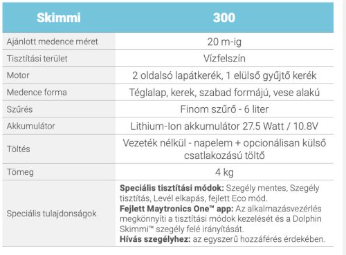 DOLPHIN SKIMMI 300 napelemes vízfelszín tisztító